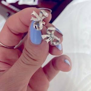 Bow Earrings Silver with cubic zirconium stone